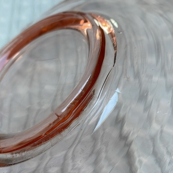 Vintage Pale Pink Depression Glass Era Plate, 9” x 7.25", has handles. - Picture 8 of 12